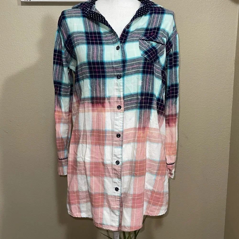 💜 Sonoma lifestyle plaid shirt custom bleached